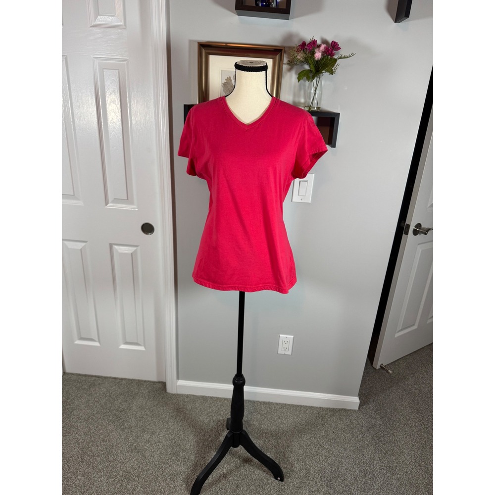 Danskin Now Athleisure Basic Womens XL V-Neck Short Sleeve T-Shirt Pink